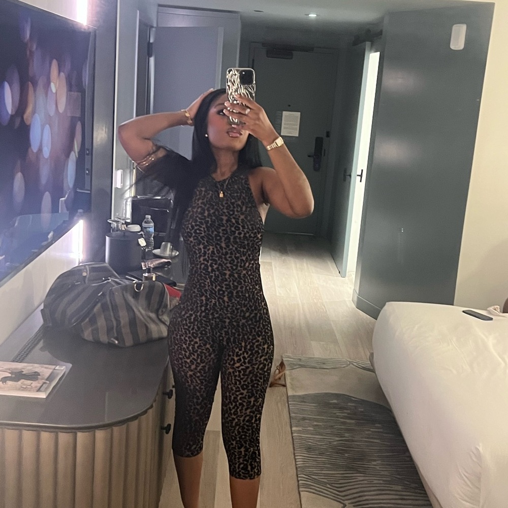 Naked Wardrobe Black and Brown Leopard Jumpsuit